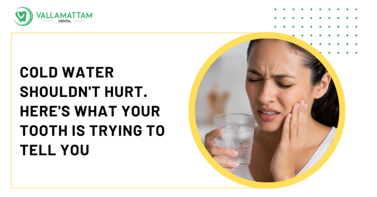 Person experiencing sharp tooth pain while drinking cold water due to tooth sensitivity