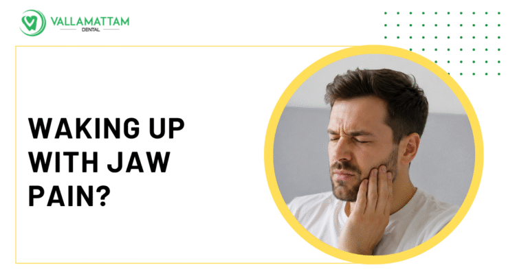 Man holding his jaw in discomfort due to facial soreness or teeth grinding